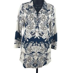 Soft Surroundings Gauze Floral Print Tunic Blouse XS